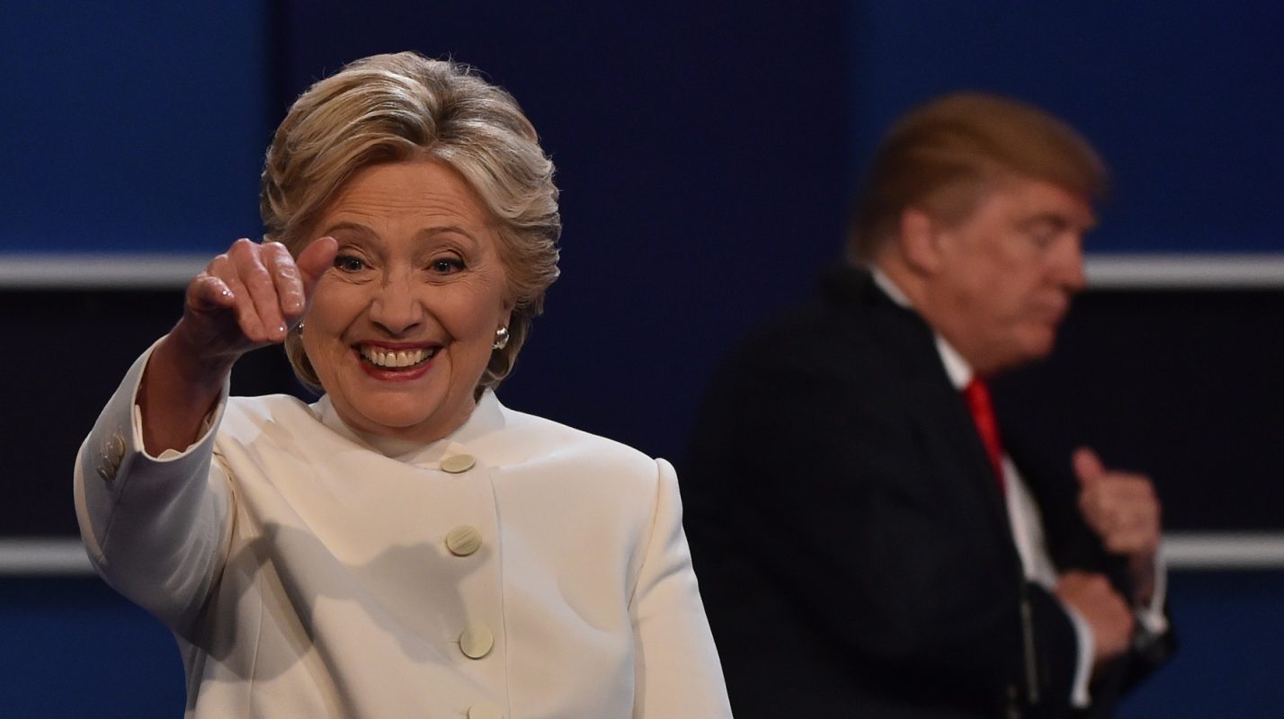 O primeiro enfrentamento entre Hillary e Trump, em 26 de setembro, foi assistido por cerca de 84 milhões de pessoas. Foto Paul J. Richard/AFP