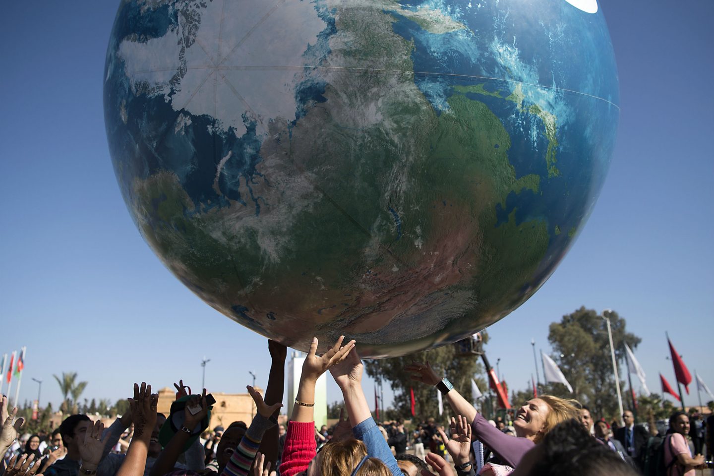 Manifestantes na COP 22, em Marrakech. Foto de Fadel Senna/ AFP