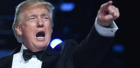 Donald Trump, 45º presidente dos EUA, durante o seu discurso de posse. Foto de Jim Watson/AFP