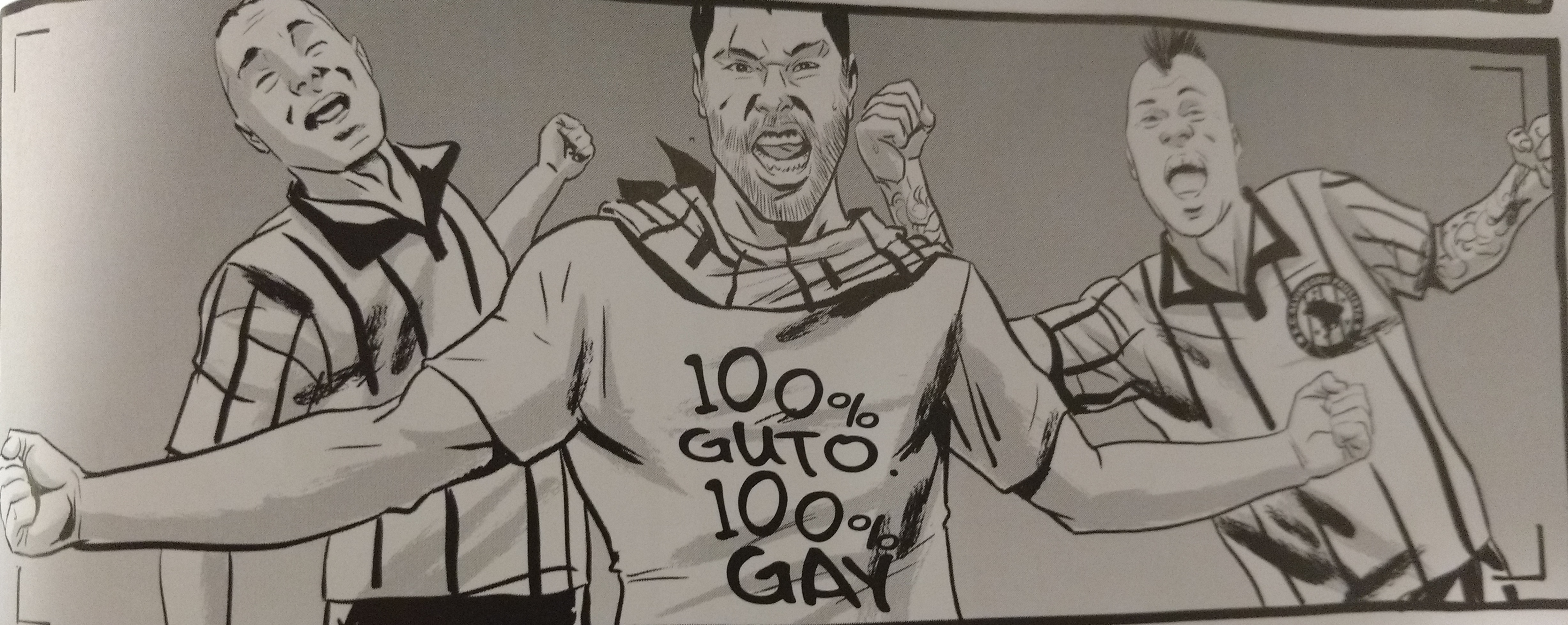 Quadrinho do livro: discussão sobre homofobia no futebol. Reprodução