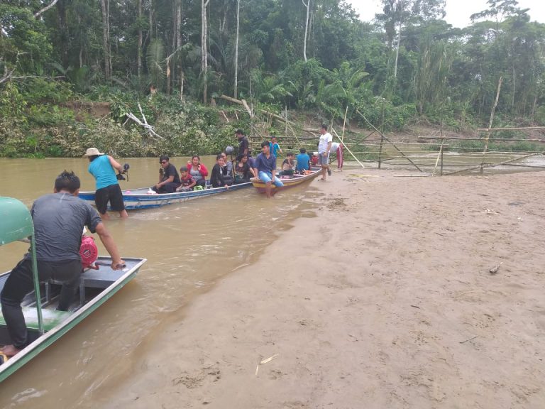 Bloqueio no Rio Gregório com troncos de árvores: após determinação de cacique, indígenas Yawanawá não permitem entrada e saída da região das aldeias (Foto: Biraci Yawanawá/Amazônia Real)