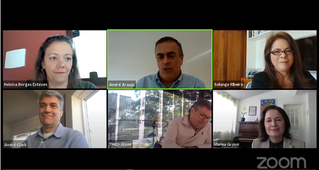 Da esquerda para a direita, Heloisa Borges, André Araújo, Solange Ribeiro, André Clark, Tiago Alves e Marina Grossi. Foto Reprodução
