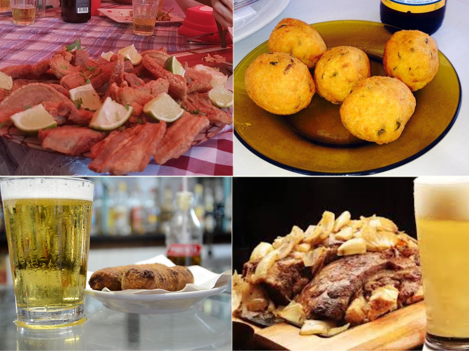 Torresmo do Bar da Portuguesa, bolinhos de bacalhau da Adega D'Ouro, bolinho feio (de carne) do Bar da Amendoeira, costela do Cachambeer: especialidades saborosas da Zona Norte (Fotos: Oscar Valporto e Divulgação)