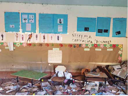 Mural na Escola Municipal Caetano Barbosa, em Paracatu de Baixo: devastação. Foto de Cristina Serra