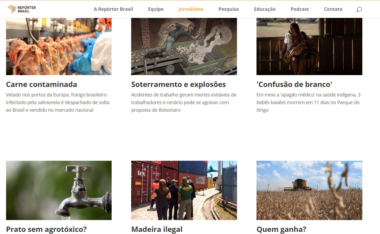 Trabalho escravo, agrotóxicos, desmatamento, ameaça aos povos indígenas: temas tratados pelo jornalismo da Repórter Brasil, ameaçada por ataques cibernéticos (Foto: Reprodução)