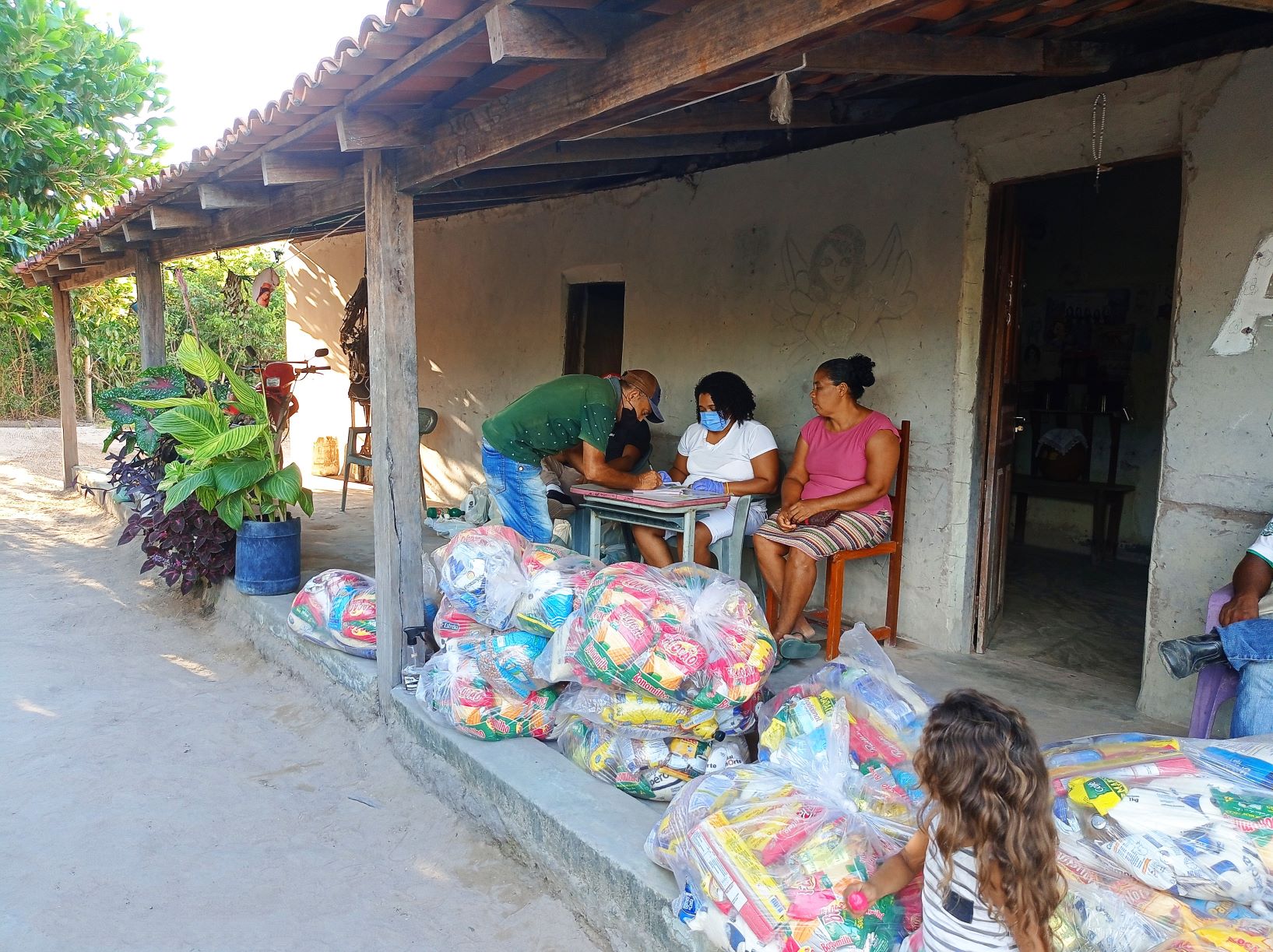 Entrega de alimentos no interior do Piauí: avanço da fome, retrocesso brasileiro no caminho dos Objetivos do Desenvolvimento Sustentável (Foto: Luzilene Lopes Pereira / Divulgação / Action Aid)