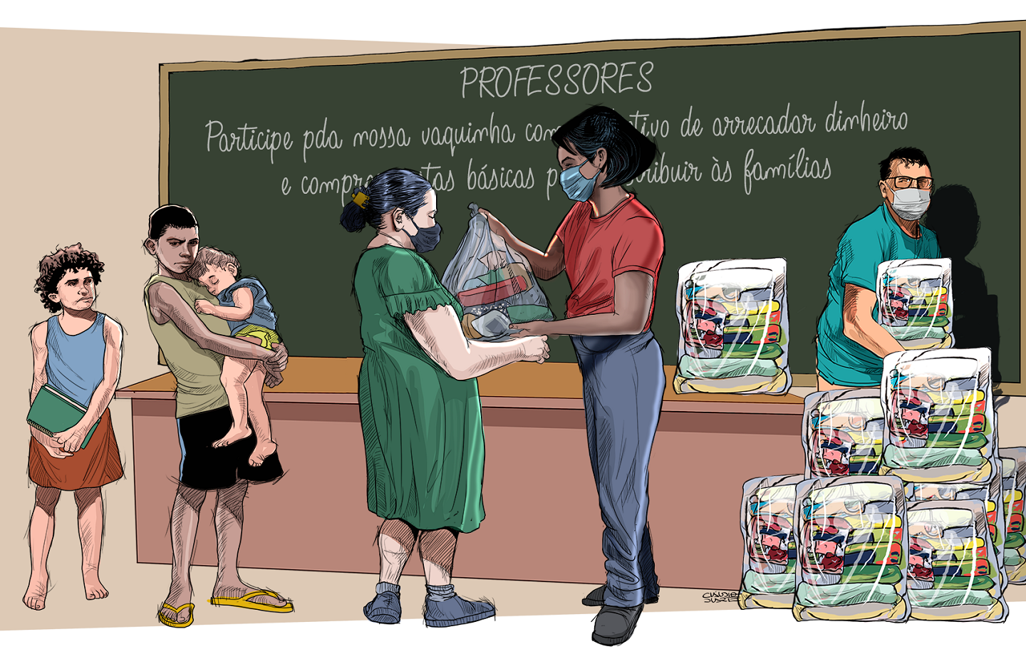 No levantamento feito pela direção do Centro Educacional Gisno, no ano passado, 30% dos estudantes abandonaram as aulas simplesmente por falta de comida. Arte Claudio Duarte