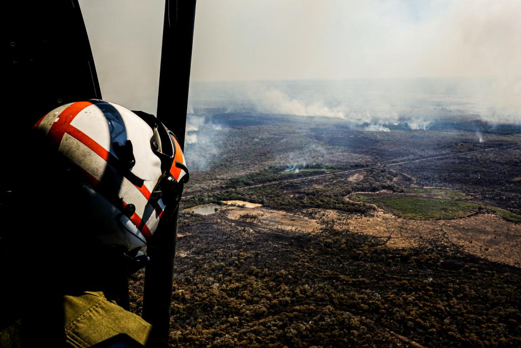 Focos de incêndio no Pantanal de Mato Grosso em 2020: contratação de horas de voo para combate às queimadas (Foto: Mayke Toscano / SemaMT - 18/09/2020)