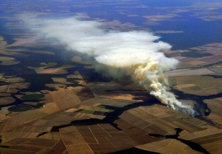 Fogo em área de plantação de soja em Mato Grosso: investigação liga grandes indústrias de alimentos à desmatamento no Brasil (Carl de Souza / AFP - 06/08/2020)