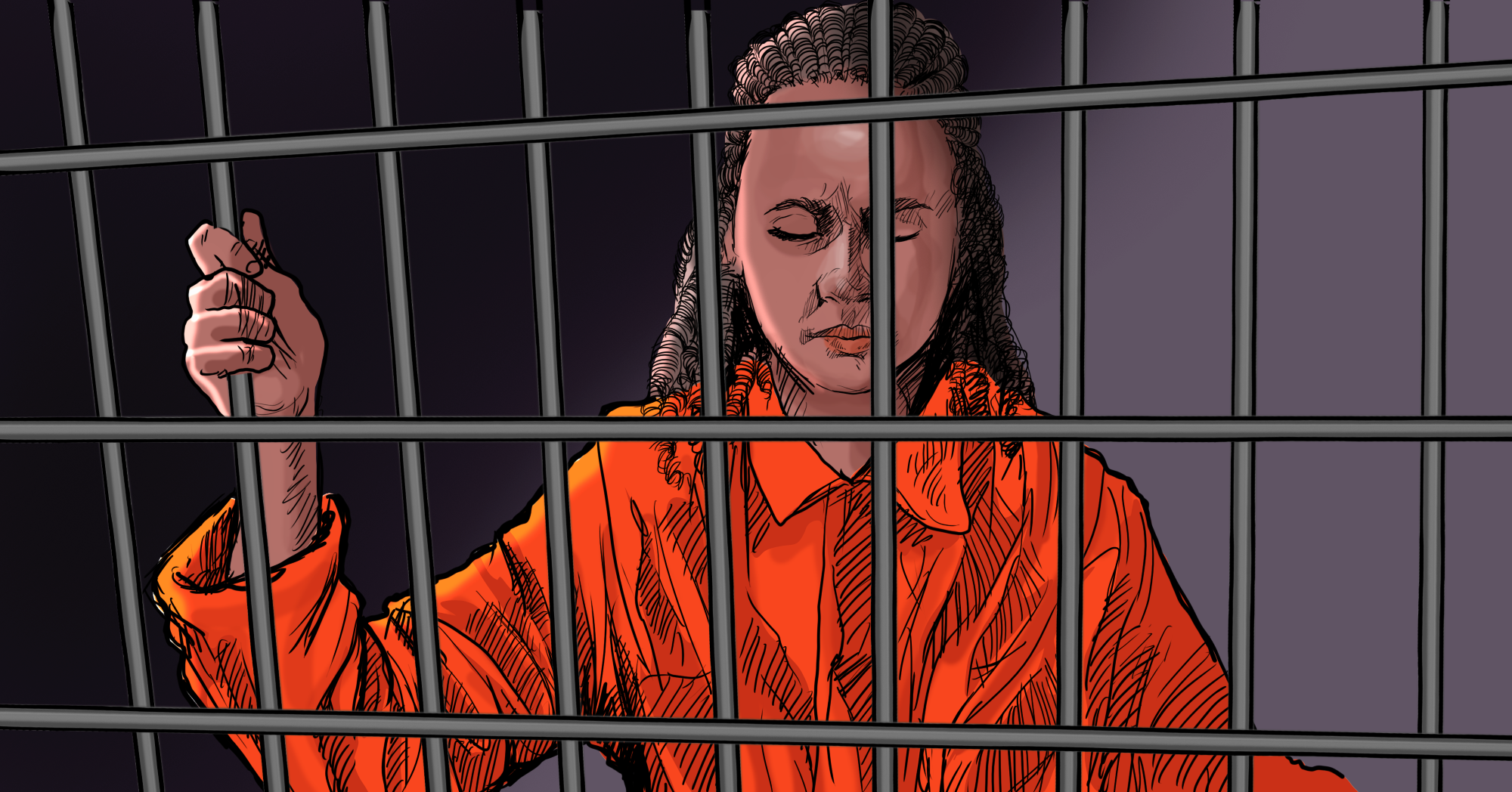 Sandra ficou 30 meses na penitenciária em Recife sem receber uma única visita, sem ver seus pais e filhos (Ilustração: Claudio Duarte)