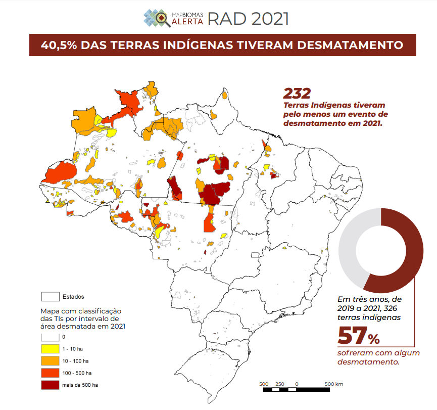 Terras Indígenas: aumento do registro de alertas de desmatamento (Infografia: MapBiomas)