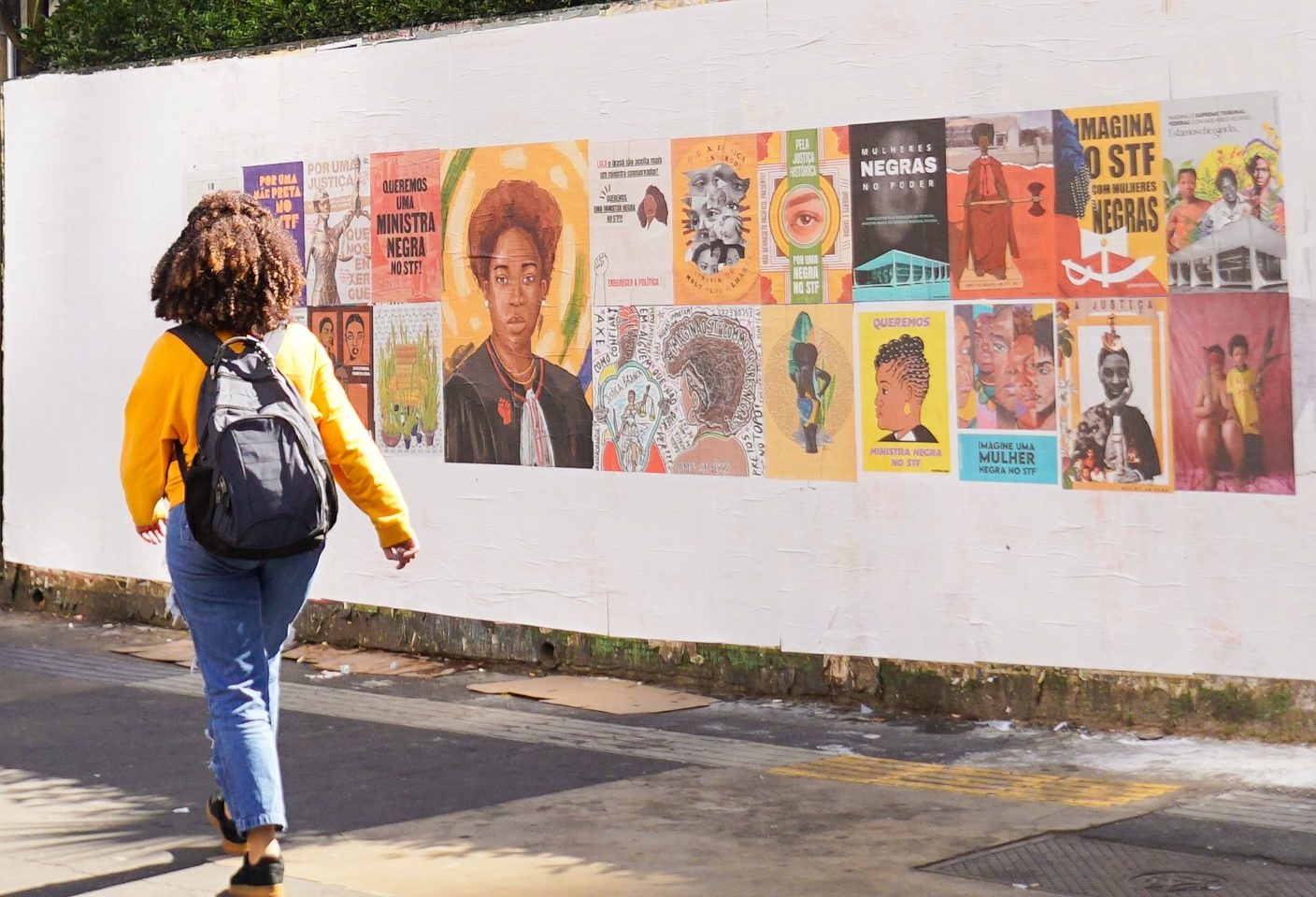 Colagem das obras da Mostra 'Juízas Negras Para Ontem' 'na Avenida Paulista: campanha por indicação de mulher negra para o STF (Foto: Divulgação)