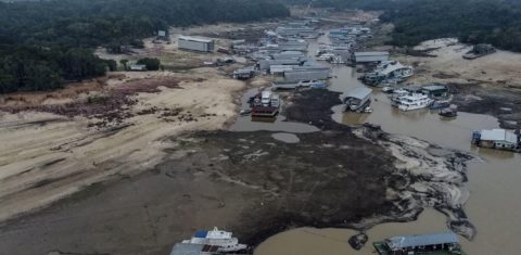 O Igarapé do Gigante, que deságua no rio Negro, em Manaus, é um dos locais mais duramente atingidos pela seca no Amazonas. Foto Alamy