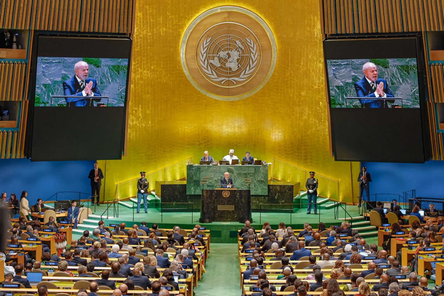 O presidente Lula discurso na abertura da Assembleia Geral da ONU: "o planeta já não espera para cobrar da próxima geração e está farto de acordos climáticos não cumpridos" (Foto: Ricardo Stuckert/PR)
