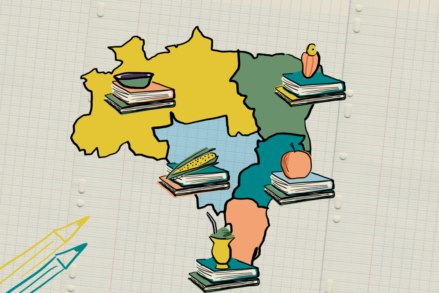 Achatamento salarial com novo piso salarial e falta de status da carreira são problemas recorrentes dos professores em todo o Brasil (Arte: Juliana Lima/Utopika)