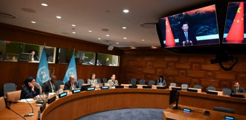 O presidente da China, Xi Jinping, na cúpula virtual sobre mudanças climáticos: ambientalistas acreditam em protagonismo chinês com recuo dos EUA na agenda climática (Foto: UN Social Media/ R. Politi - 23/04/2025)