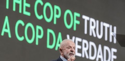 O presidente Lula discursa na abertura da Cúpula de Líderes: "A COP30 será a COP da verdade. É o momento de levar a sério os alertas da ciência" (Foto: Rafa Neddermeyer / COP30 / PR)